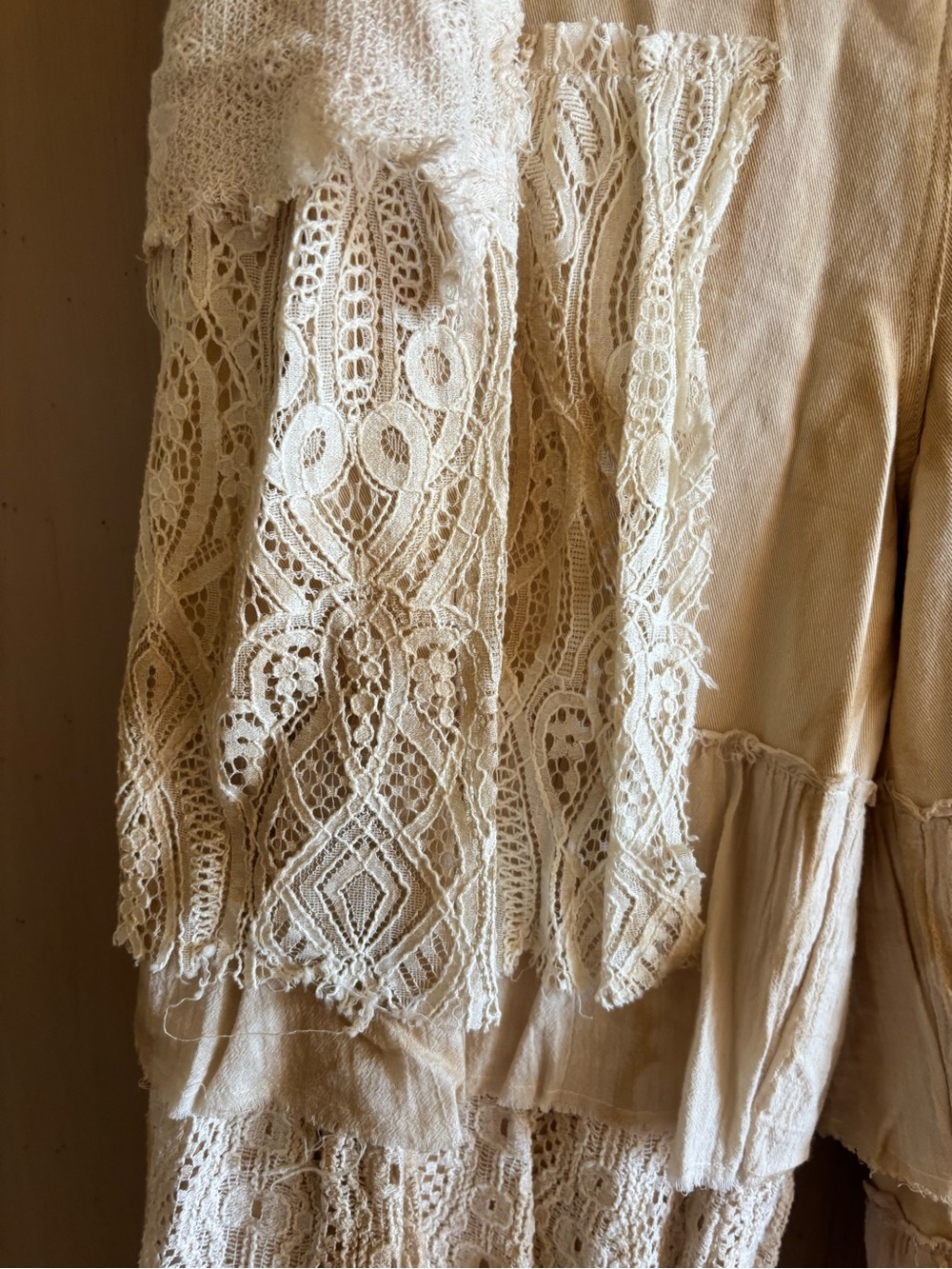 Bohemian Cream Lace Tiered Wide-Leg Pants - Picture 3 of 4